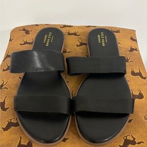 Cole Haan Black Double Strap Slides